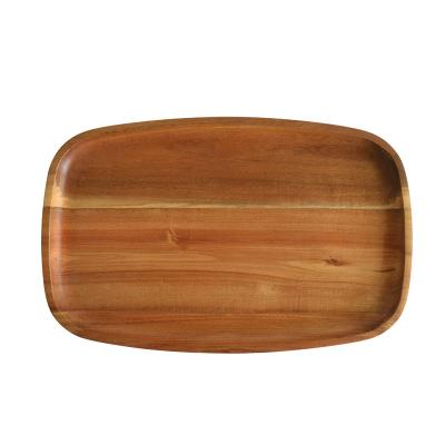 China Customized tableware Oval wooden tray decoration gourmet dishes dim sum trays wholesale plate wedding Acacia wood Tray for sale