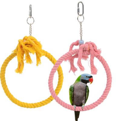 China Viable Bird Toys Parrot Pet Swing Cotton Toy Ring Parrot Holder Bird Toy for sale