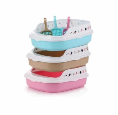 China Sustainable Plastic Cat Litter Box Toilet Scoop Free Mix Design Cat Litter Box Cat Litter Box for sale