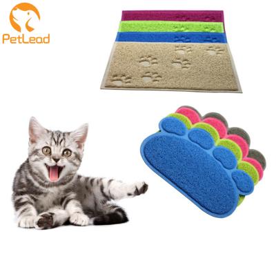 China Hot Viable Amazon PVC Paw Pattern Cat Litter Mat Dog Cat Mat Cat Scratch Mat Non-Slip Pad Easy To Clean Wholesale for sale