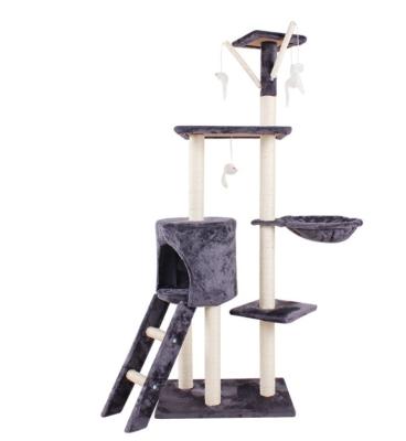 China Wholesale Plush Large Toy Scratching Posts Pet Condo Luxury Cat Tree Tower Viable Factory Cat Treehouse for sale