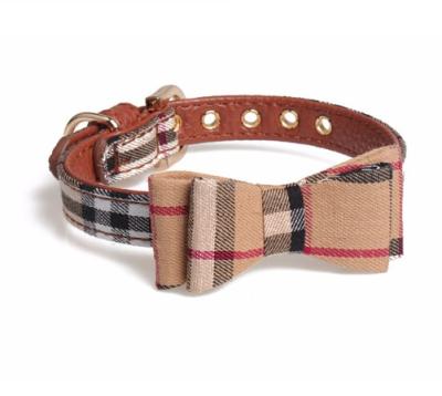 China Plaid Pattern Printing Cat Puppy Collar Bow Link Pet Sustainable Collar for sale