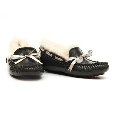 China New Design Flat High Quality Loafer Waterproof Genuine Leather Real Fur Driving OEM Women Shoes for sale