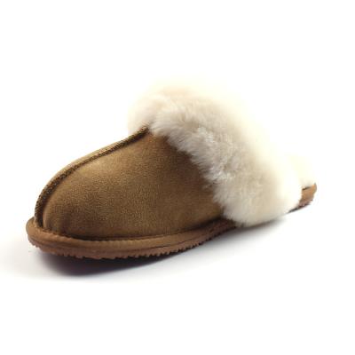 China Wholesale Fashion Trend Sheep Fur Slippers Soft Cozy Suede Cow Fur Genuine Leather Soft Slippers For Women for sale