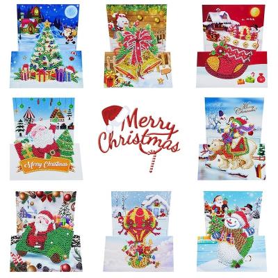 China New Traditional Wholesale Diamond Christmas Craft DIY Painting Kit,DIY 5D Round Drill Diamond Art Mosaic Christmas Card Marine Digital Kit for sale