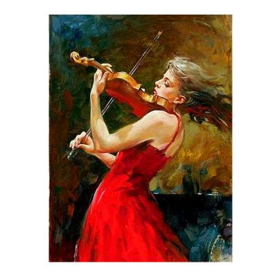 China Abstract DropShipping and Wholesale DIY Painting By Numbers For Adults On Canvas Violin Romantic Woman, DIY Oil Painting Kit for sale