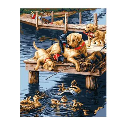 China DropShipping Classic and Wholesale DIY Paint By Numbers Oil Painting Kit For Adults On Canvas For Animal Casual Dog for sale