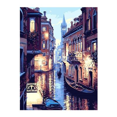 China Modern Canvas Oil Painting Kit For Adults City View DIY Paint By Number Kit On Canvas For New Beginners Painters for sale