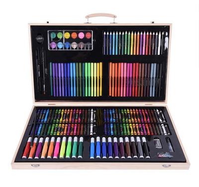 China Wholesale 180-Piece Traditional Painting Set Pen Crayon Wooden Suitcase Painting Watercolor Painted Art Supplies Set Gift For Children for sale