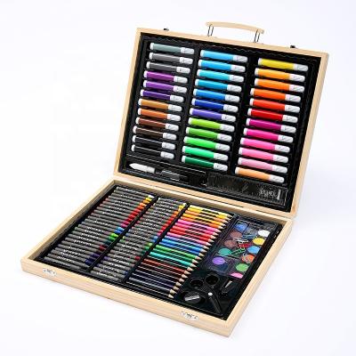 China New 150-Piece Traditional Wholesale Paint Set Watercolor Pen Crayon Wooden Suitcase Painting Painted Art Supplies Set Gift For Children for sale