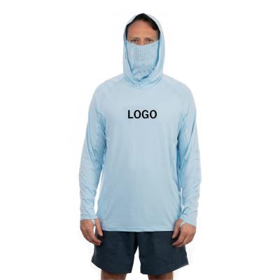 China Hooded Long Sleeve Performance Shirt Anti-UV UPF 50+ Fishing Sun Protection With Built In Sun Attached To Fishing Hoodie for sale