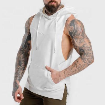 China Cool Design Cotton Gym Hoodie Breathable High Quality Custom Print Oversized Pullover Men's Sleeveless Hoodies for sale