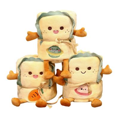 China Creative Bread Nap Blanket Children Blanket Toys Plush Food Toast Anti-static Cute Flannel Blanket for sale