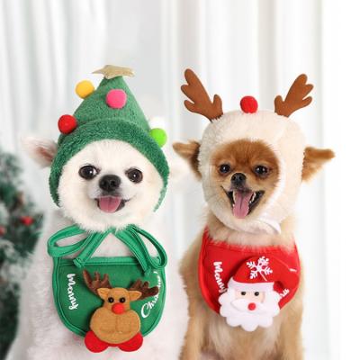 China Eco-Friendly Saliva Material Cute Antlers Hat Multicolor Pet Christmas Balls Hat Dog Clothes Puppy Bib Dog Christmas Costume for sale