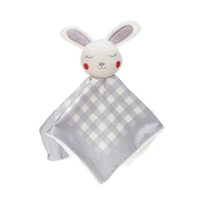 China Custom Cute Infant Safety Rabbit Plush Animal Blanket Saliva Towel Square Soft Plush Toys Rattle Eco-friendly Material Custom Made for sale