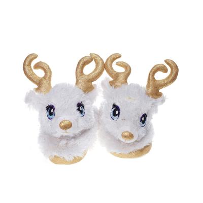 China Fashion Trend Custom Novelty Warm Winter Animal Slipper Soft Plush Christmas Reindeer Slippers for sale