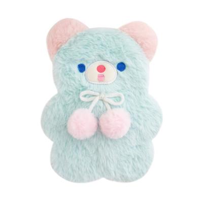 China Cute Pen Stationery Bag Kawaii Large Capacity Eco-friendly Material Faux Fur Pencil Case Bear Pen Bag for sale