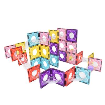 China Safety Marble Race With Magnetic Tiles With Ball New Design Educational Building Blocks Toys Race Magnetic Marble Set for sale