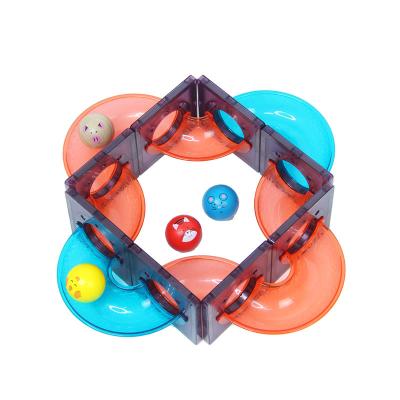 China Safety Educational Colorful Magnetic Toys Set Marble Run Race Track Push Back Magnetic Tiles for sale