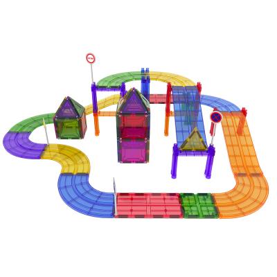 China Flexible Safety Kids Toys Magnetic Building Tiles Car Racing Track Educational Toys For Children Block New Style Set Rod for sale