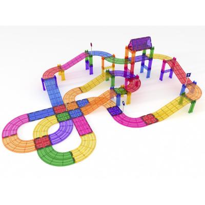 China Safety ROD Kids Tiles Set Magnetic Building Race Track Educational Car Building Blocks DIY Toy Play Set For Study for sale