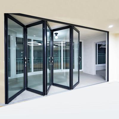 China waterproof & Healthy Insulation& Custom Double Balcony Energy Saving Glass Bifold Doors Aluminum Alloy Aluminum Folding Door for sale