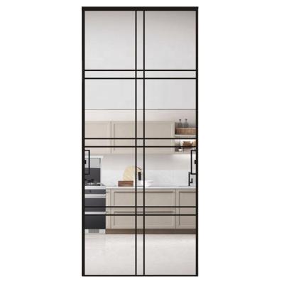 China waterproof & Healthy Insulation& WANJIA Single Track Narrow Sliding Modern Aluminum Glass Hanging Doors for sale