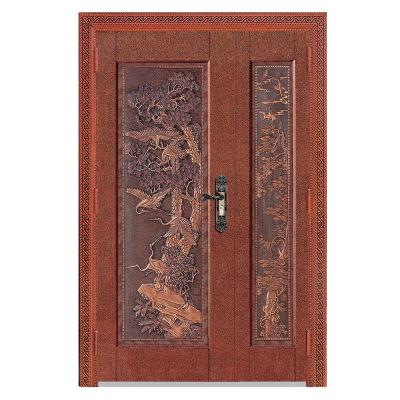 China Modern Security Double Leaf Steel Main Entry Door Panels Design With Digital Fingerprint Lock for sale