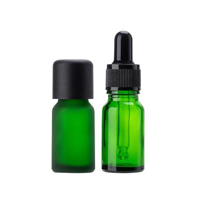 China Household Products 10ml Travel Clear Empty Portable Essential Oil Green Cosmetic Packaging Glass Bottle for sale