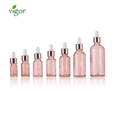 China Personal care 30ml 50ml rose essential oil seium dropper glass bottle with bamboo foil lid for sale