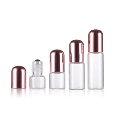 China Personal Care 1ml 2ml 3ml 5ml 10ml Glass Bottle With Rollball Ball Bottle Rose Gold Rollball Bottle for sale