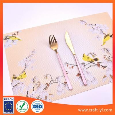 China 30X45cm Woven PVC Textilene Placemats Dining Kitchen Table Mats for sale