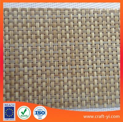 China Rattan color Textilene fabric in PVC coated polyester 4X4 for sale