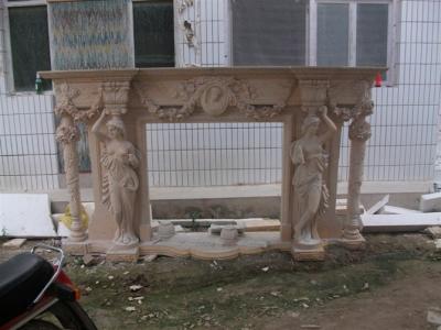 China Nude Woman Carved White Stone Fireplace Design for sale