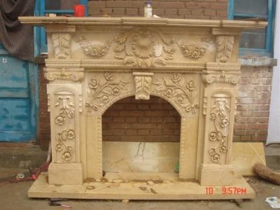 China Flowers and Leaves White Stone Fireplace Mantel for sale