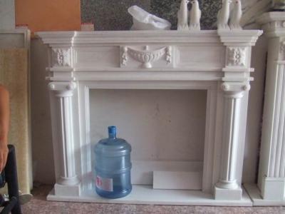 China Pure White Hand Carved Stone Fireplace Carving Flower for sale