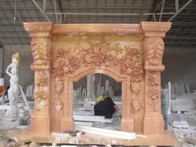 China Red Stone Carving Hot Sale Fireplace Mantel for sale