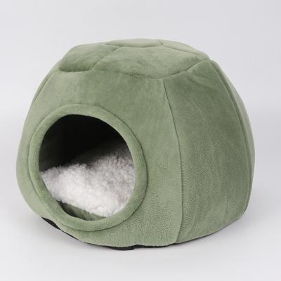 China Partially Enclosed Luxury Heating Pet Bed Winter Pet Super Warm Cozy Small Bed Kennel for sale