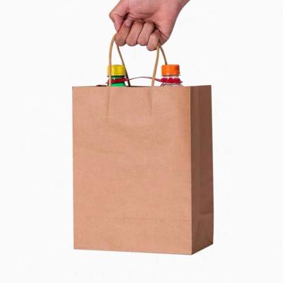 China Recycled Materials Recycled Brown Kraft Paper Bag With Logo Printed Kraft Paper Bag For Food for sale