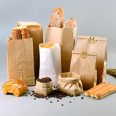 China Recycled Materials Brown Kraft Paper Bags For Food Grade Storage Bag With Restaurant Logo for sale