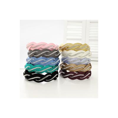 China 2021 New Design Fashion Trendy Rhinestone Hair Accessories Jewel Braid Wave Hair Bands for sale