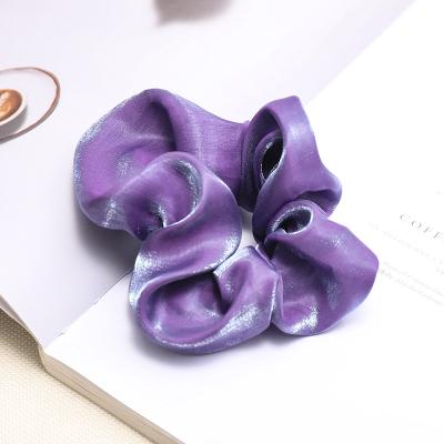 China Fashion New Arrive A Bright Silver Pink Bling Satin Hair Scrunchies Elastic Hair Band Hair Accessories for sale