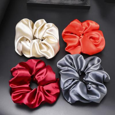 China Fashion wholesale newest large elegant colorful smooth satin silk scrunchies for sale