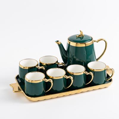 China Sustainable European cup set living room high-grade ceramic cup set family teapot light luxury tea set for sale