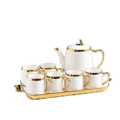 China Sustainable European Mug Kettle Set Household Luxury Ceramic Mug for sale