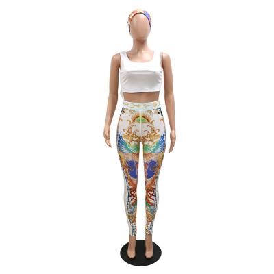 China Breathable Digital Printing Women's Hijab Three Piece Set Custom Women's Three Piece Sleeveless Navel-Belly Button for sale