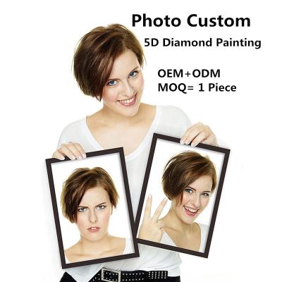 China Customization 5D Canvas Painting Kids Personality Adult Photo Customized Full Art Painting Round Mosaic Mural DIY Diamond Painting Dril for sale