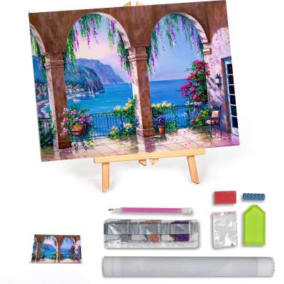 China American Style DIY Full Diamond Sea View Crystal Diamond Opens Home Gift 5D Diamond Painting Wall Decoration Kit for sale