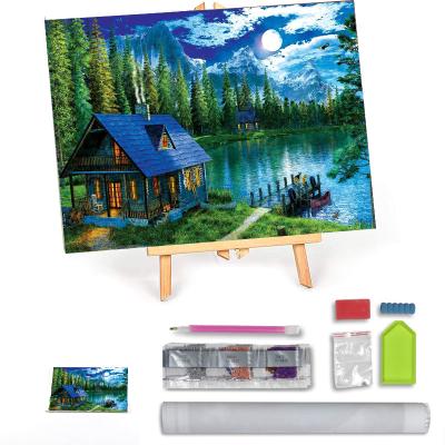 China CLASSIC Night View Country Creek DIY Wall Decoration 5D Diamond Painting Full Diamond Embroidery Crafts for sale