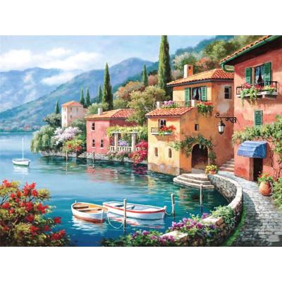 China DIY CLASSIC Diamond Painting Kit 5D Around Full Diamond French Seaside Town Adult Painting Diamond Art Kit for sale